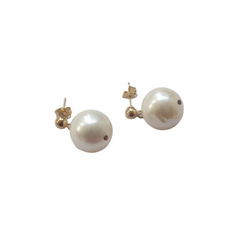 14K Gold & Faux Pearl Drop Earrings