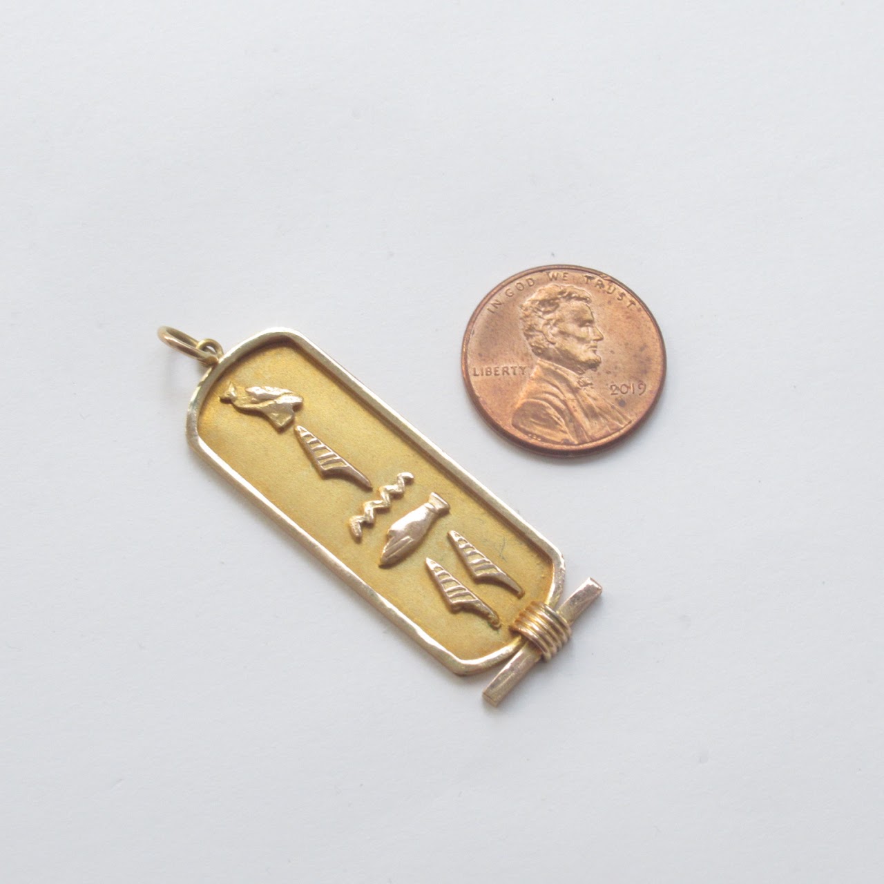 14K Gold Hieroglyphic Pendant