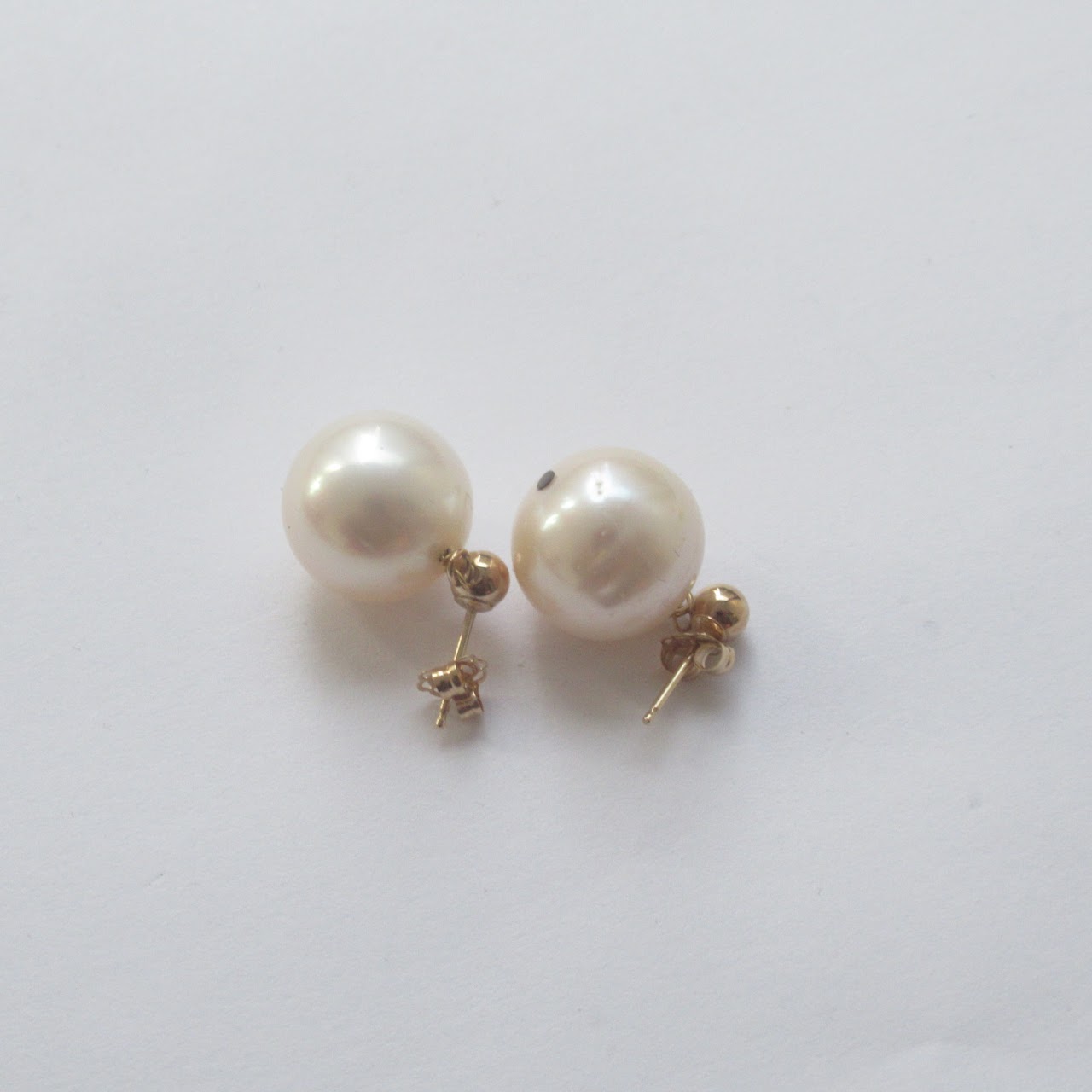 14K Gold & Faux Pearl Drop Earrings