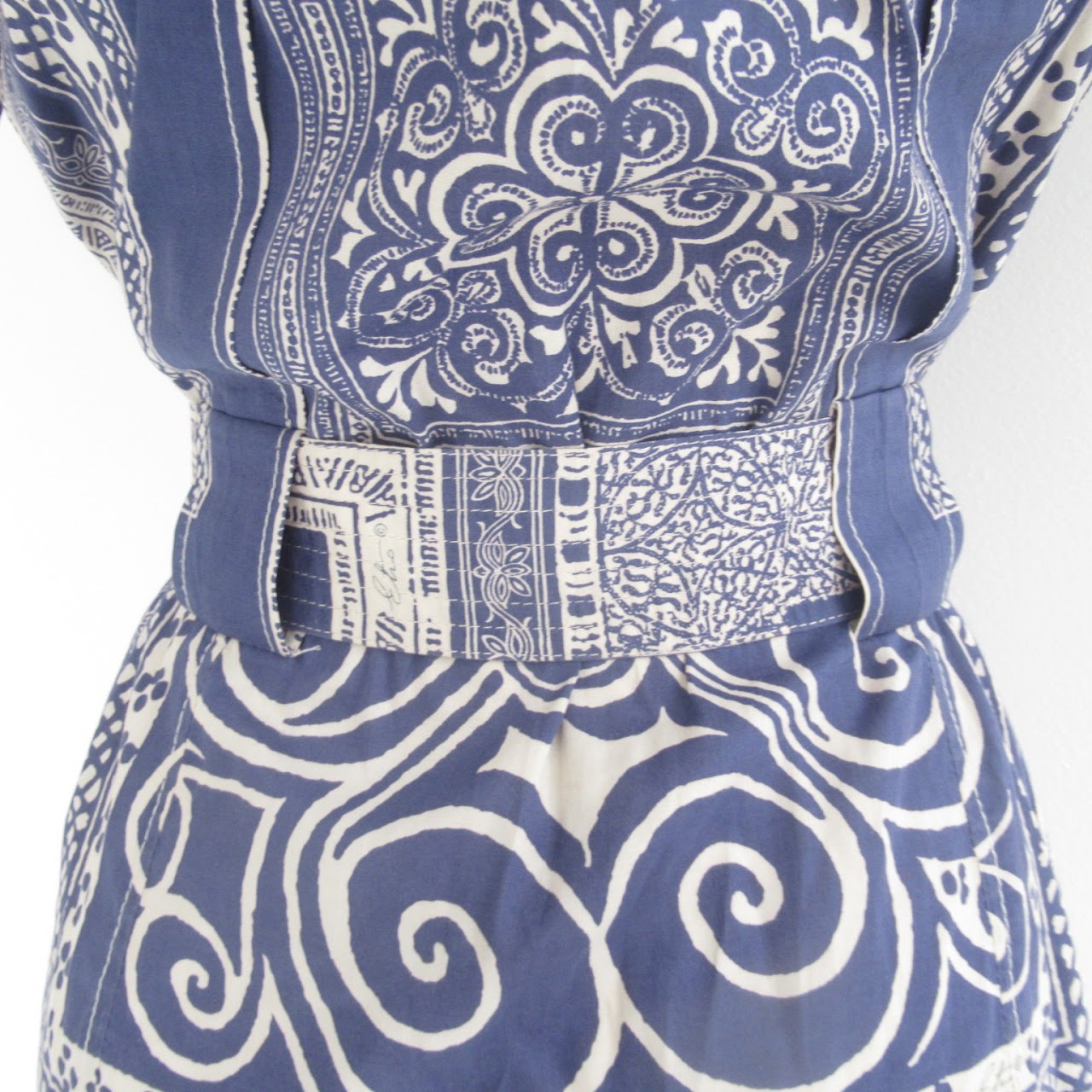 Etro Blue Patterned Belted Dress