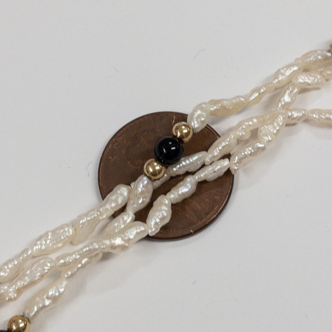 Pearl, Obsidian & 14K Gold Bead Necklace