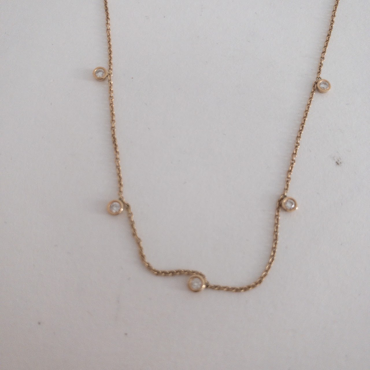 BYCHARI 14K Gold Clear Stone Necklace