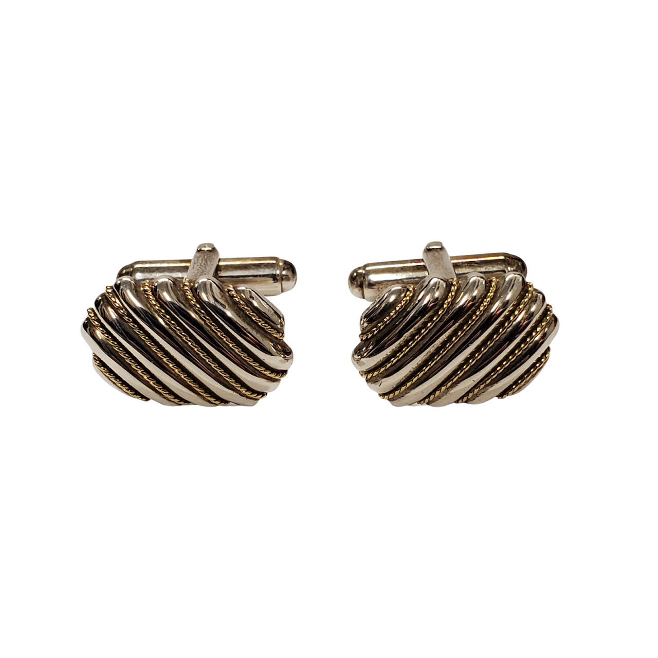 Tiffany & Co. Sterling SIlver & 18K Gold Cufflinks