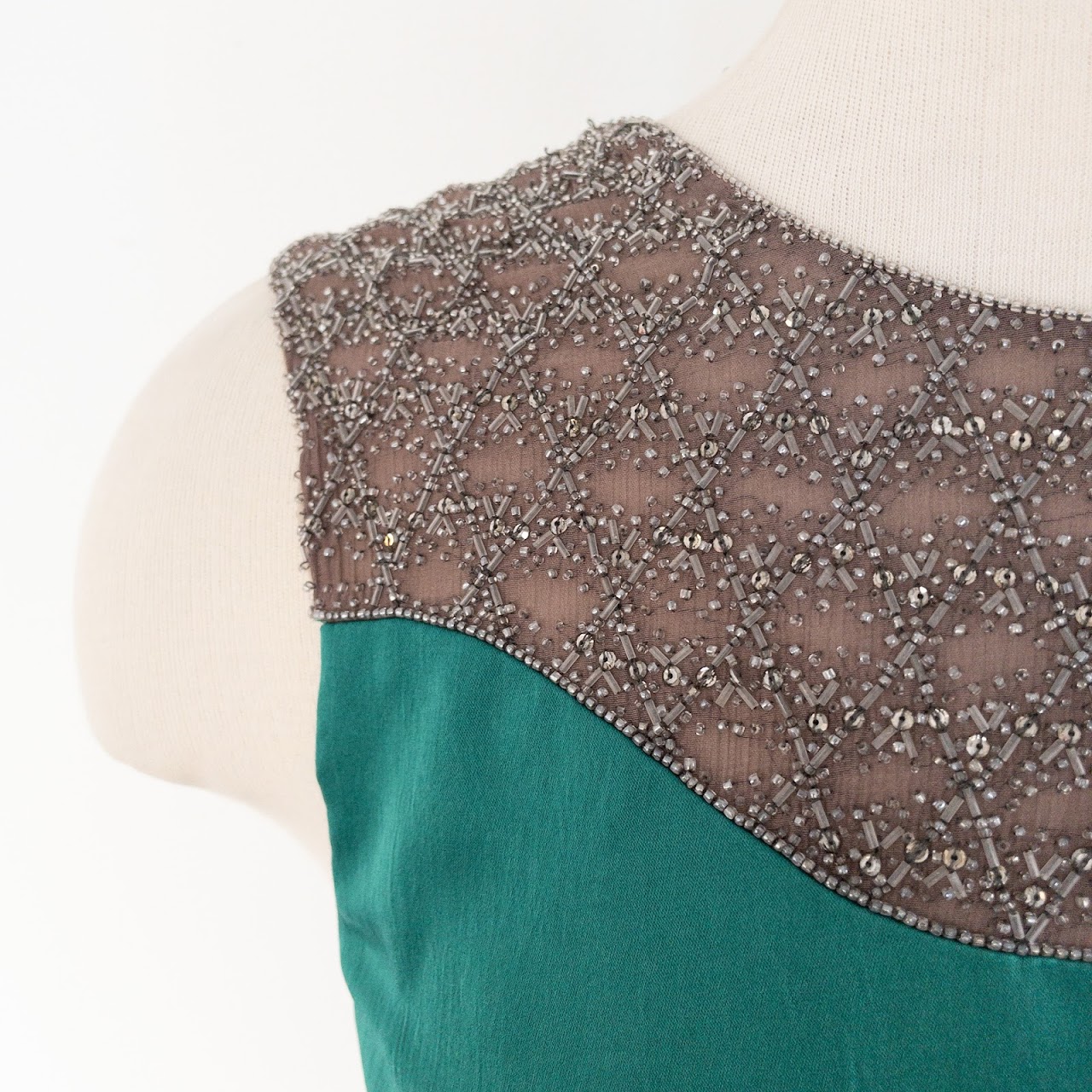 Valentino Green Beaded Evening Dress