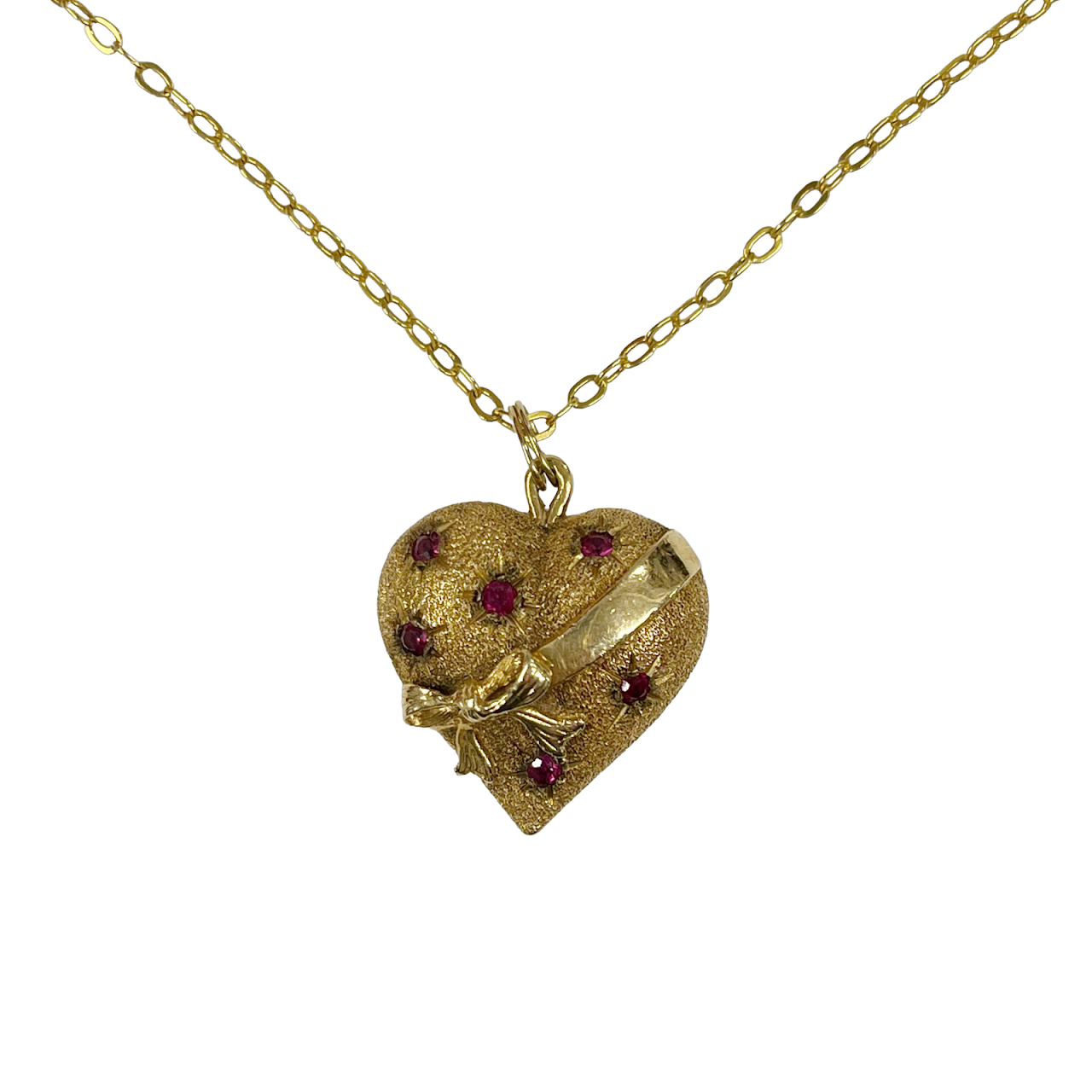 14K Gold & Pink Gemstone Heart Pendant Necklace