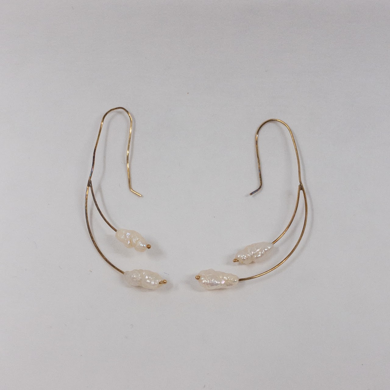 14K Gold & Seed Pearl Wire Earrings