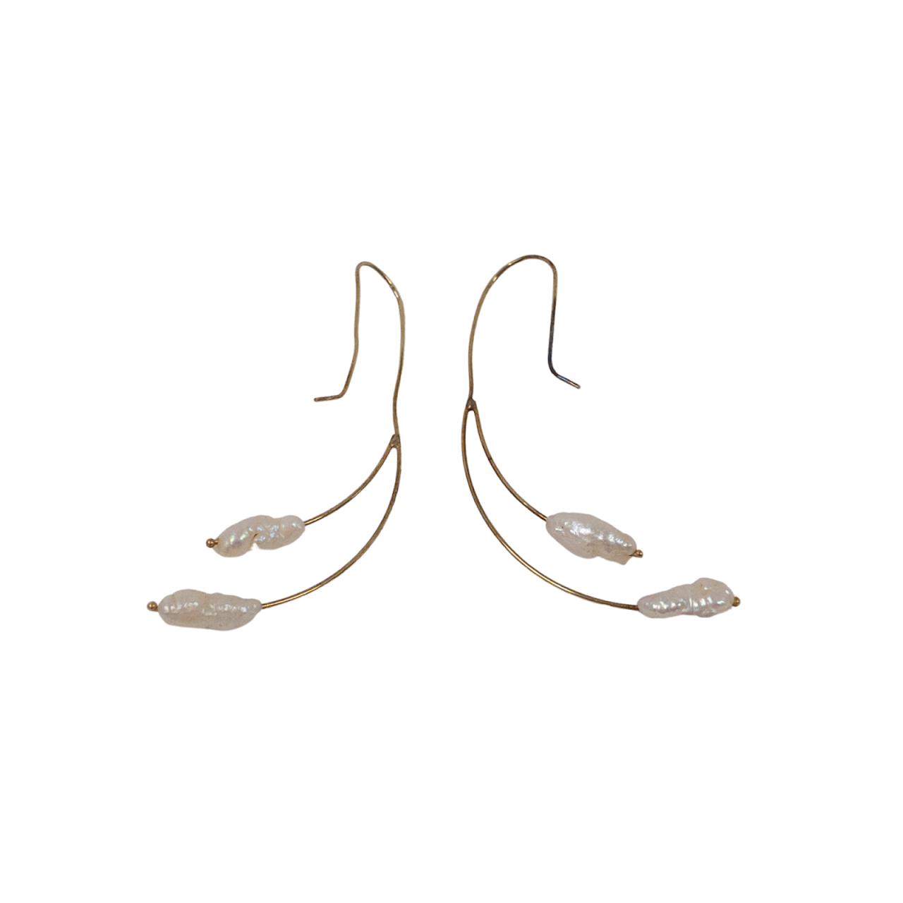 14K Gold & Seed Pearl Wire Earrings