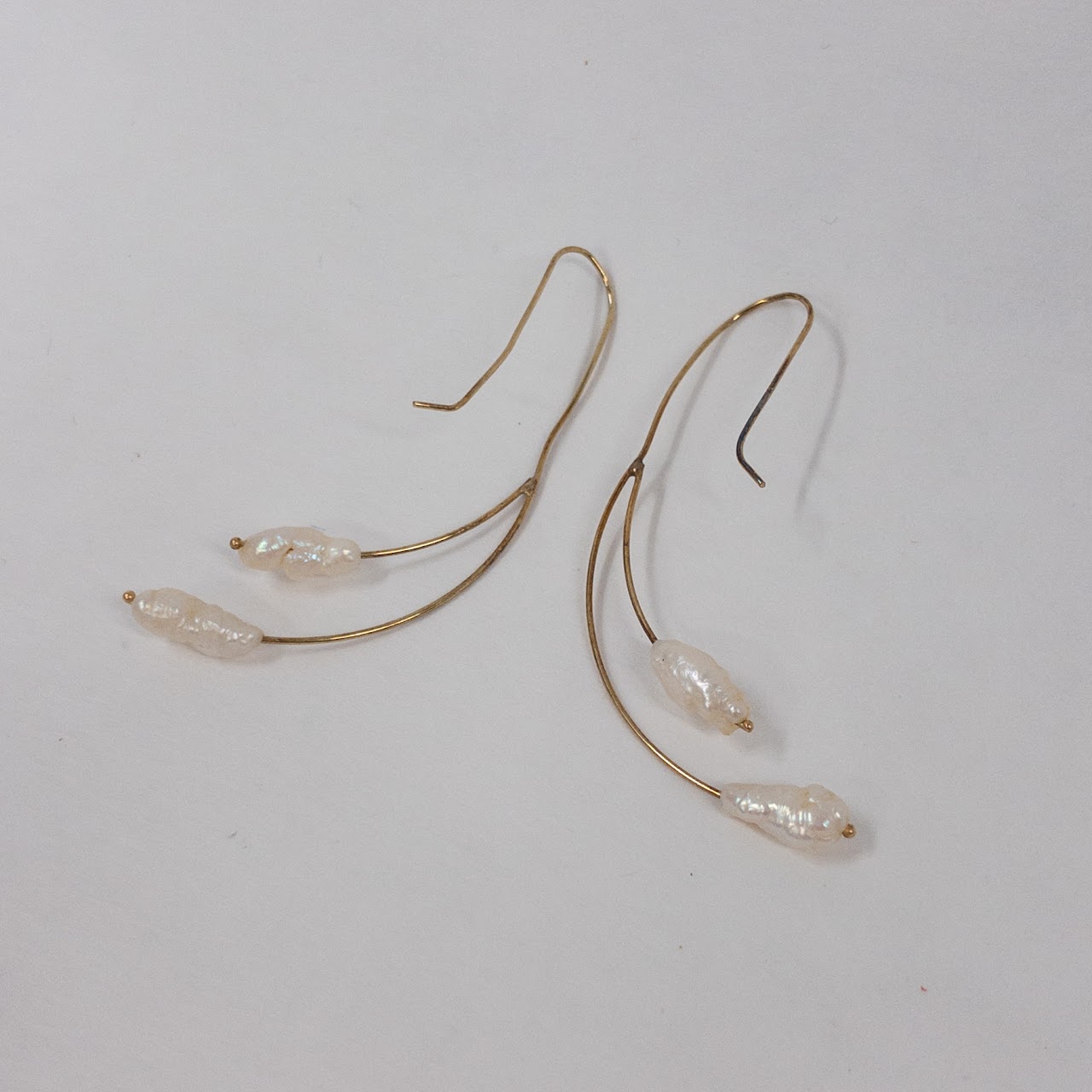 14K Gold & Seed Pearl Wire Earrings