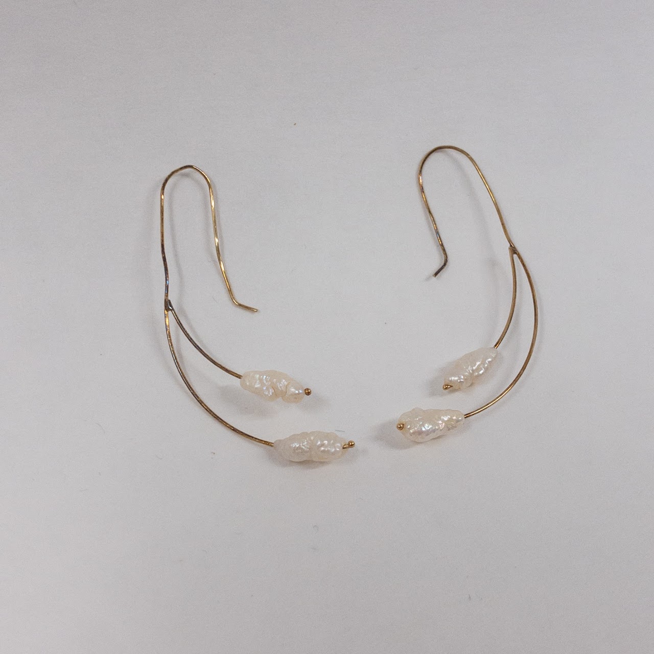 14K Gold & Seed Pearl Wire Earrings