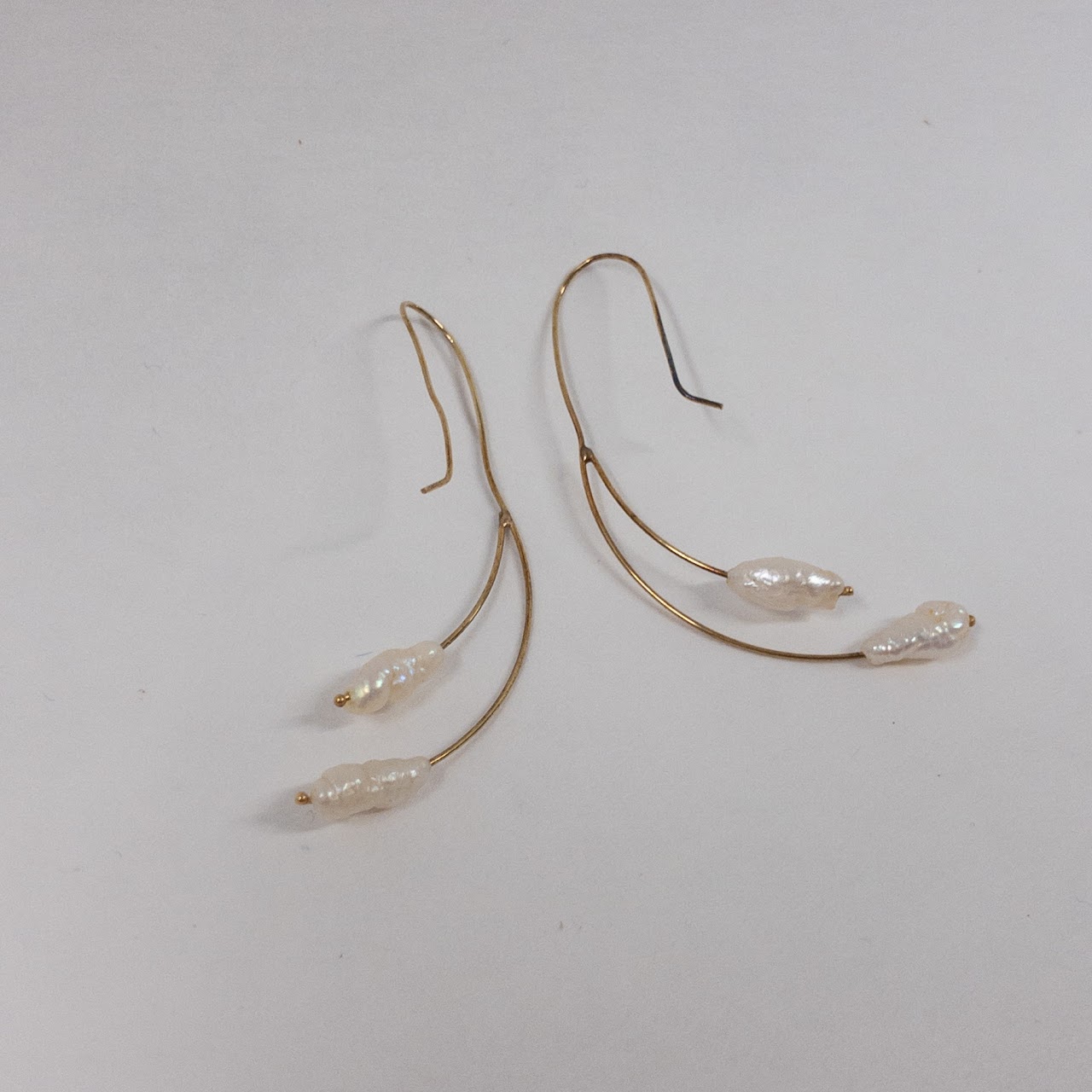 14K Gold & Seed Pearl Wire Earrings