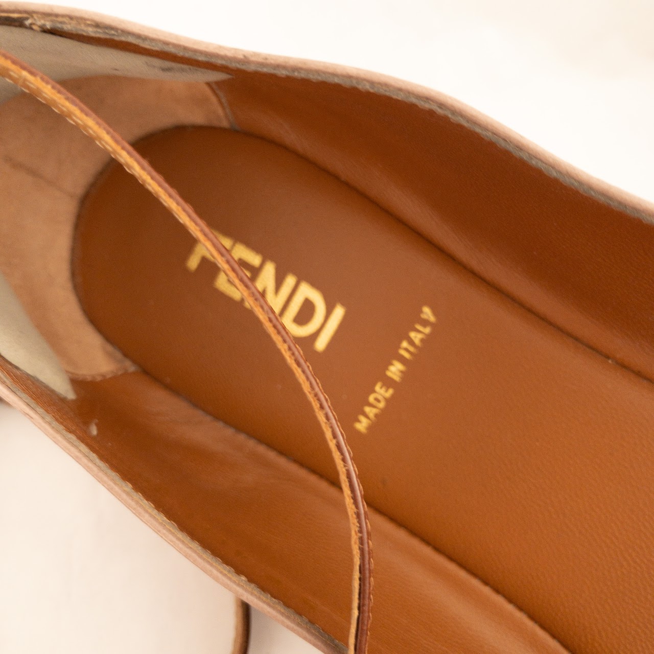 Fendi Cap Toe Ankle Strap Ballet Flats