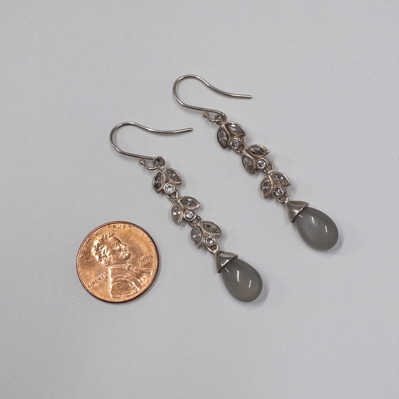 Sterling Silver & Diamond Drop Earrings