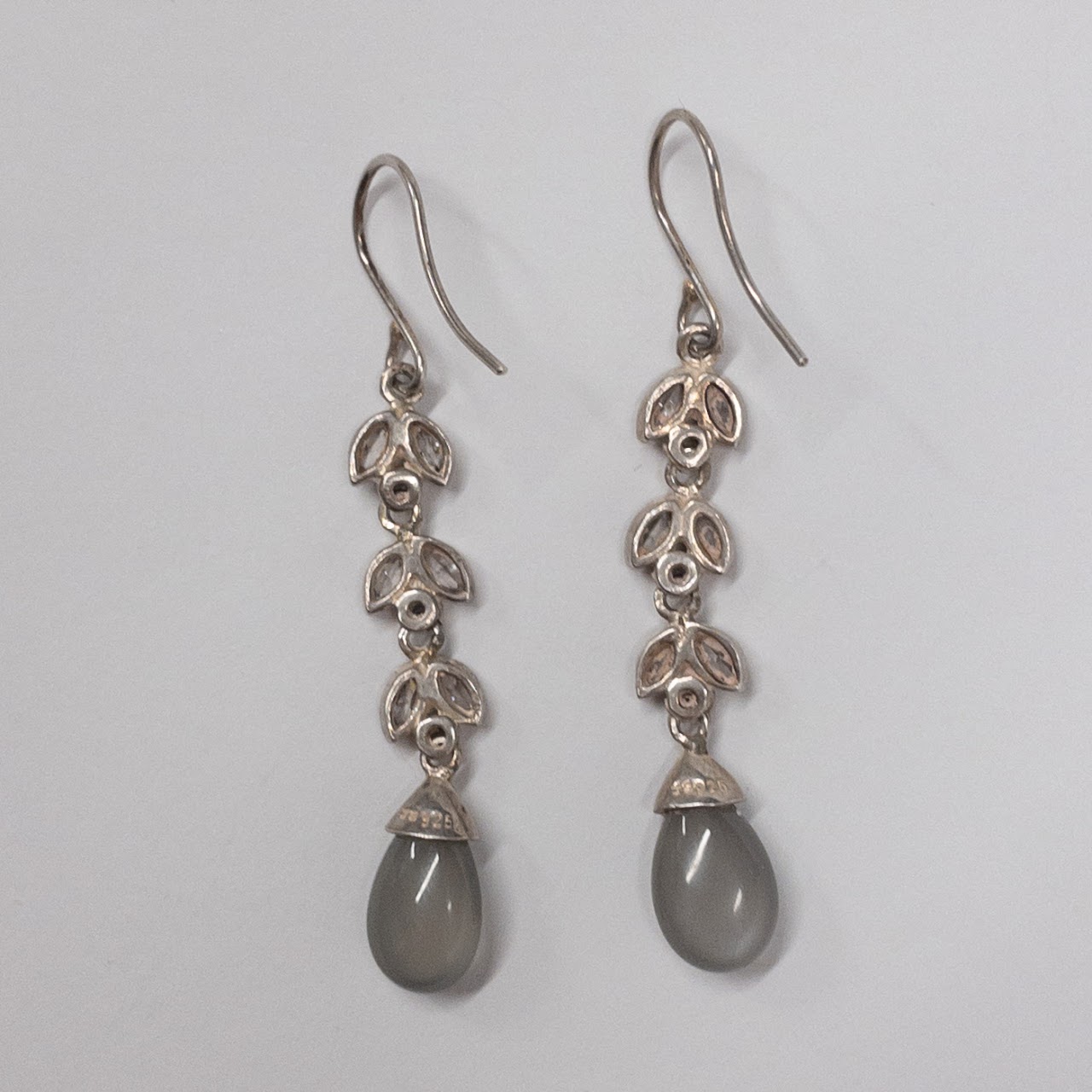 Sterling Silver & Diamond Drop Earrings