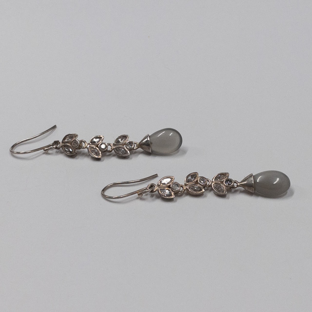 Sterling Silver & Diamond Drop Earrings