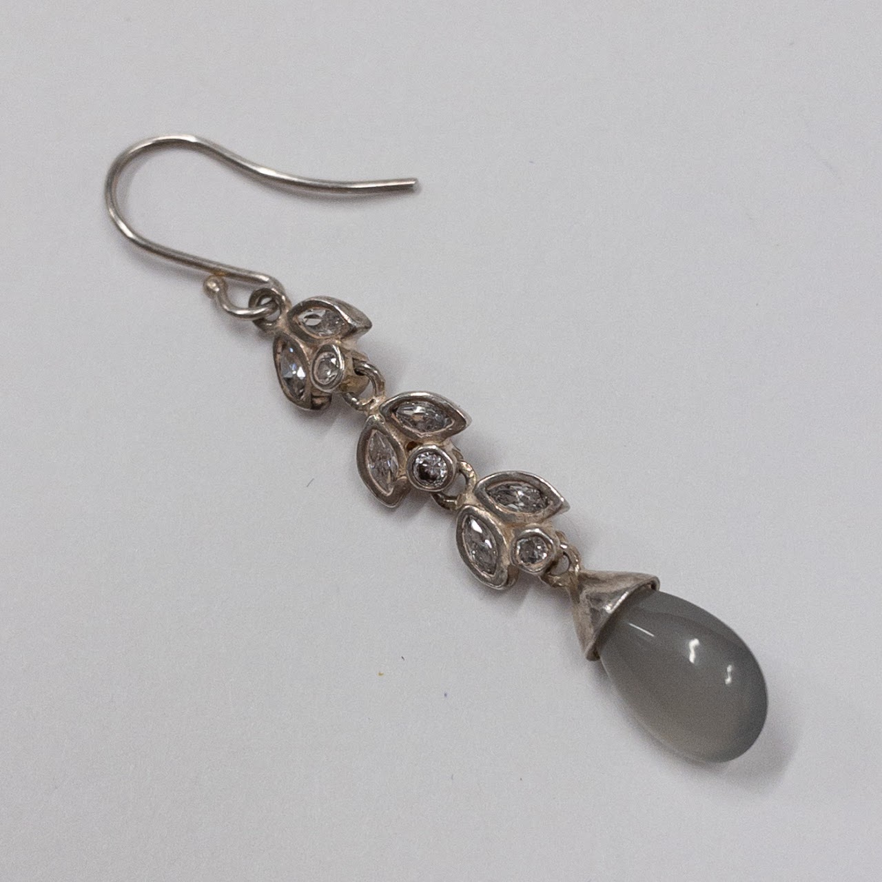 Sterling Silver & Diamond Drop Earrings