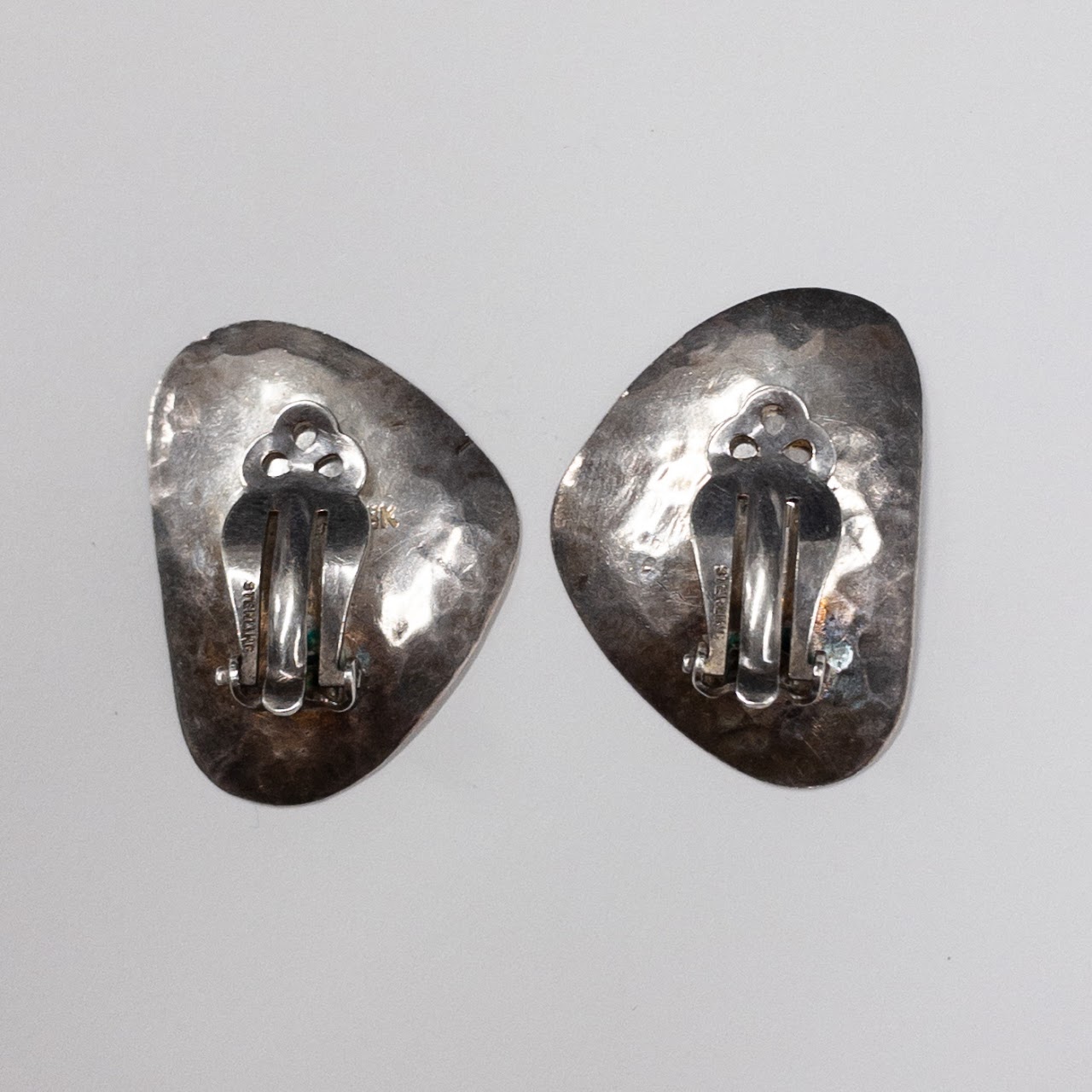 Sterling Silver & 18K Gold Incan Clip Earrings