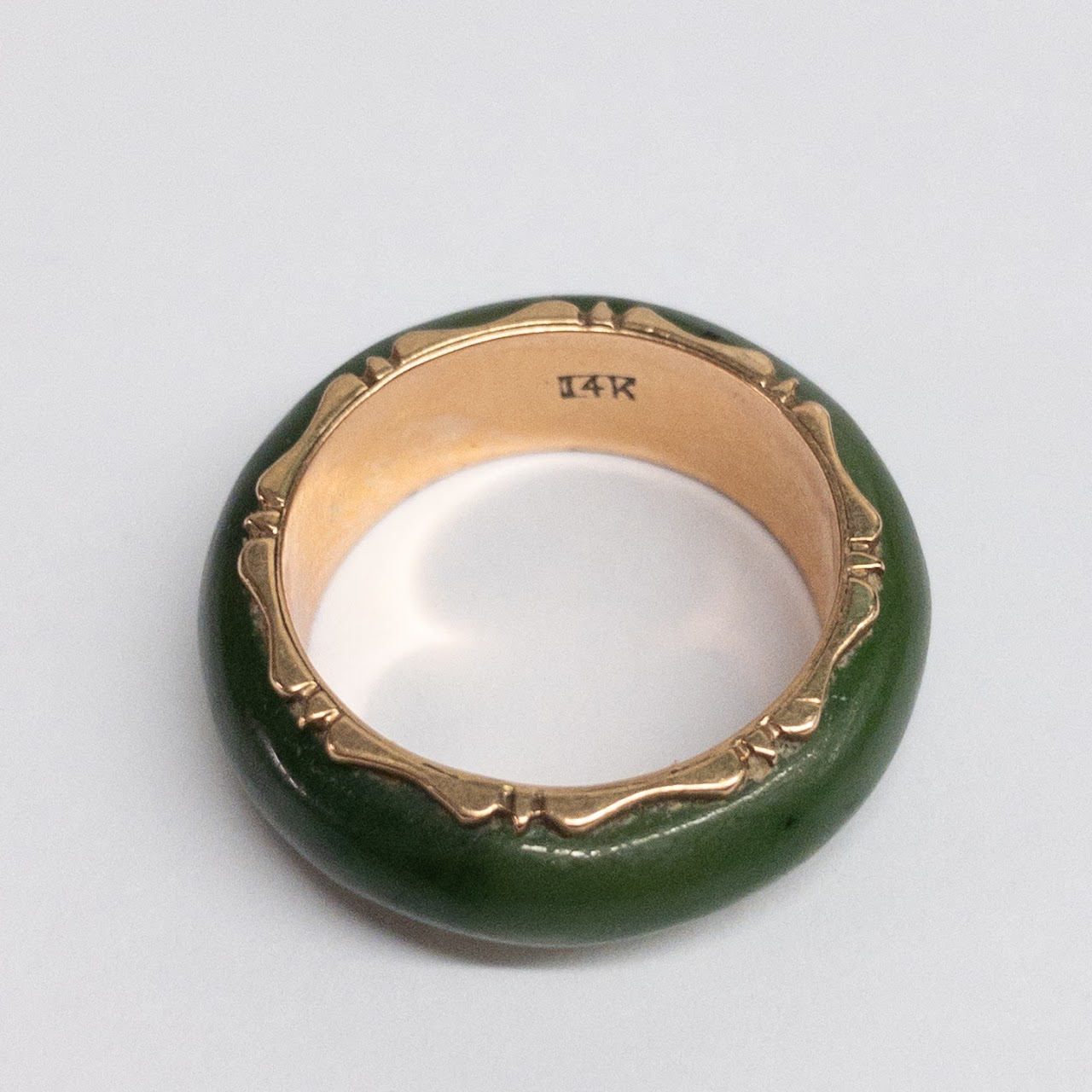 14K Gold Green Stone Ring