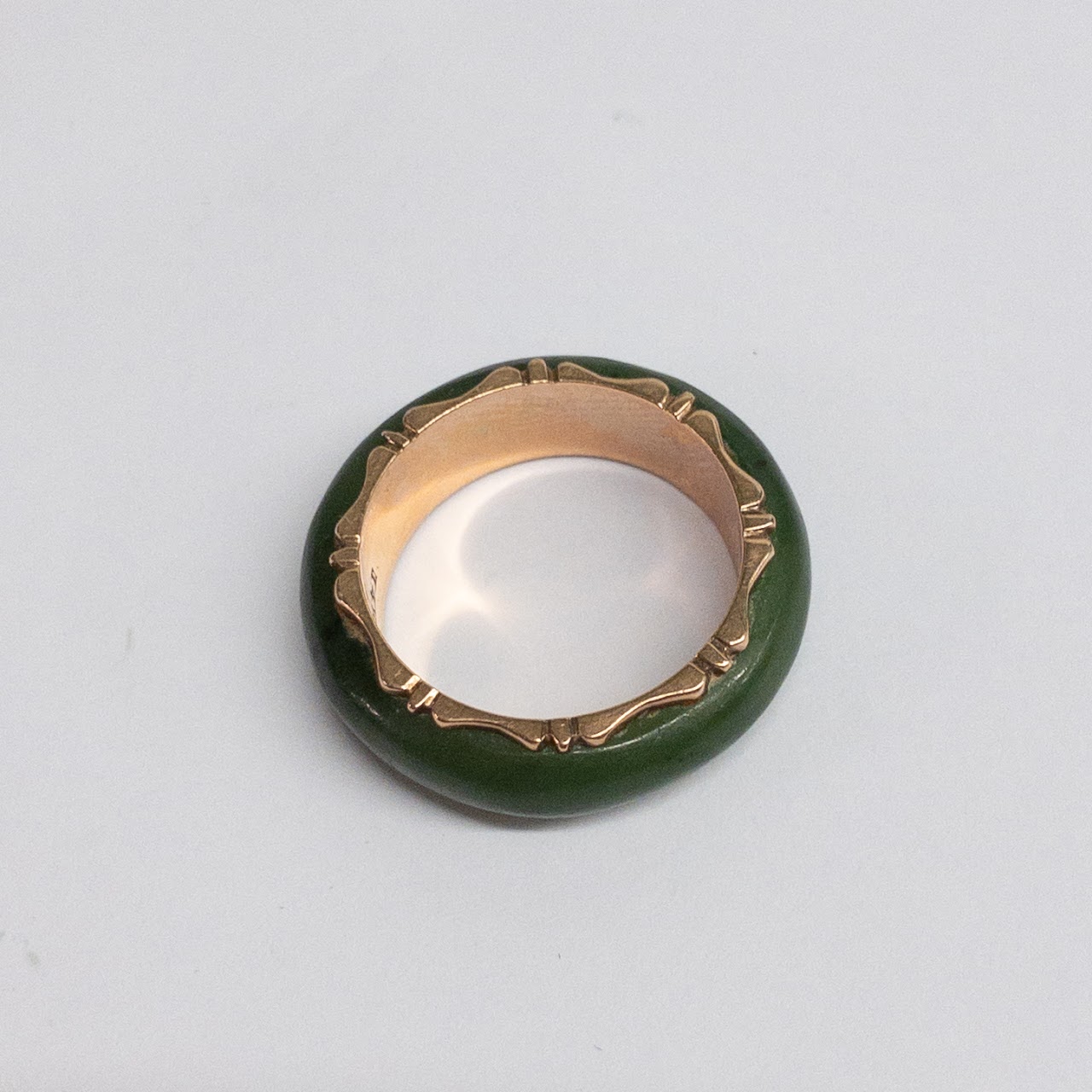 14K Gold Green Stone Ring