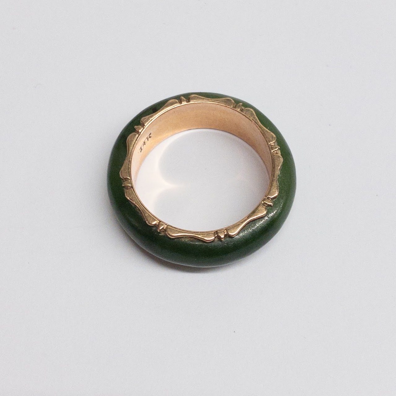 14K Gold Green Stone Ring