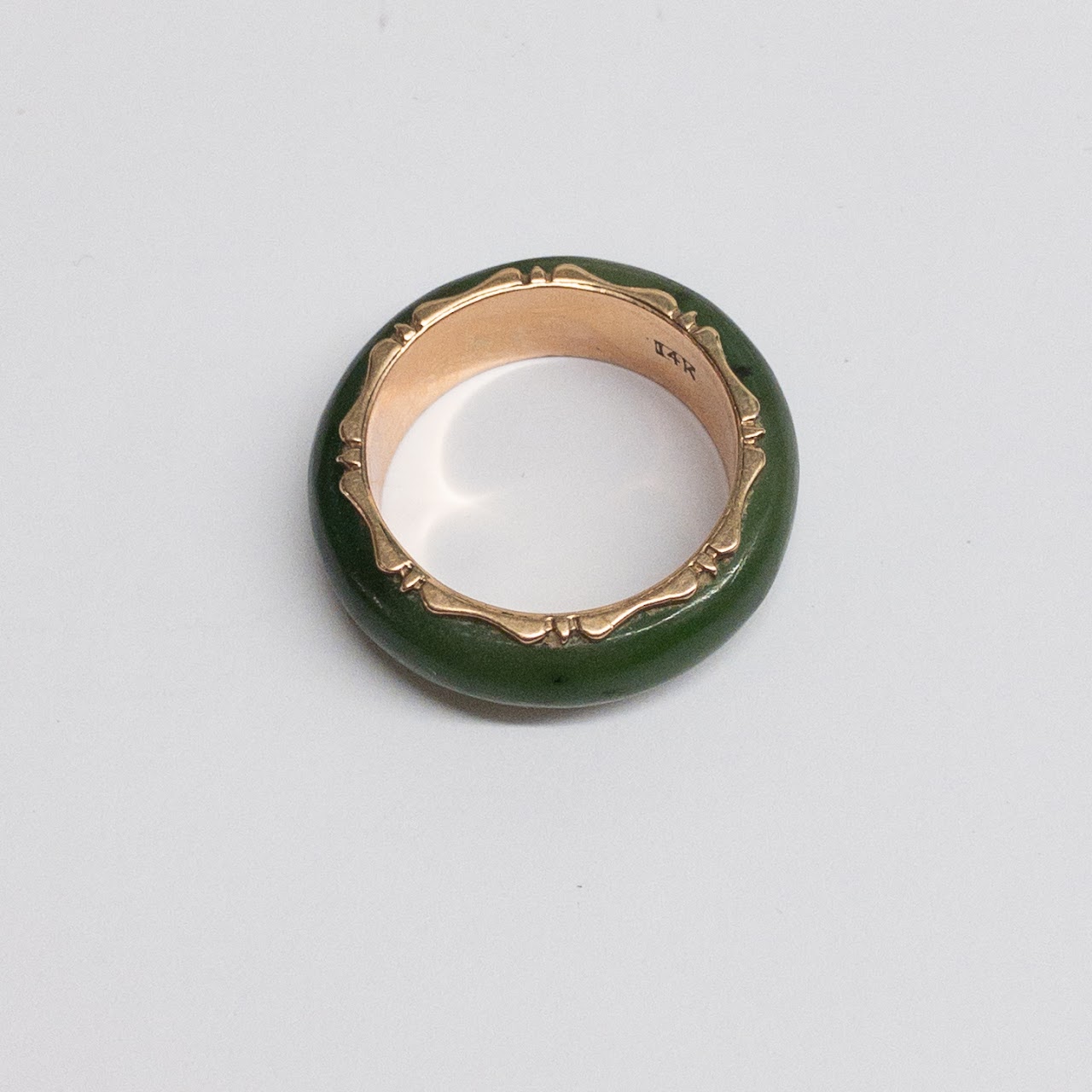 14K Gold Green Stone Ring