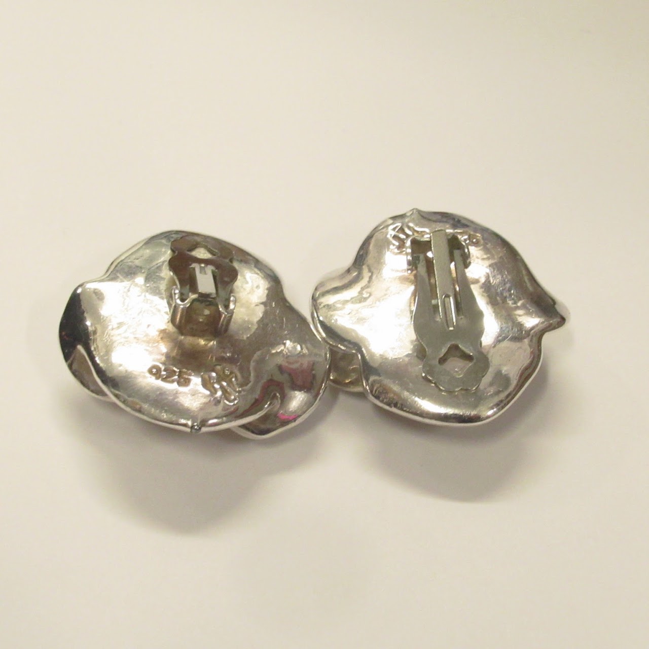 Sterling Silver Rose Clip Earrings