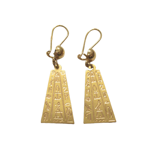 18K Gold Hieroglyphics Earrings