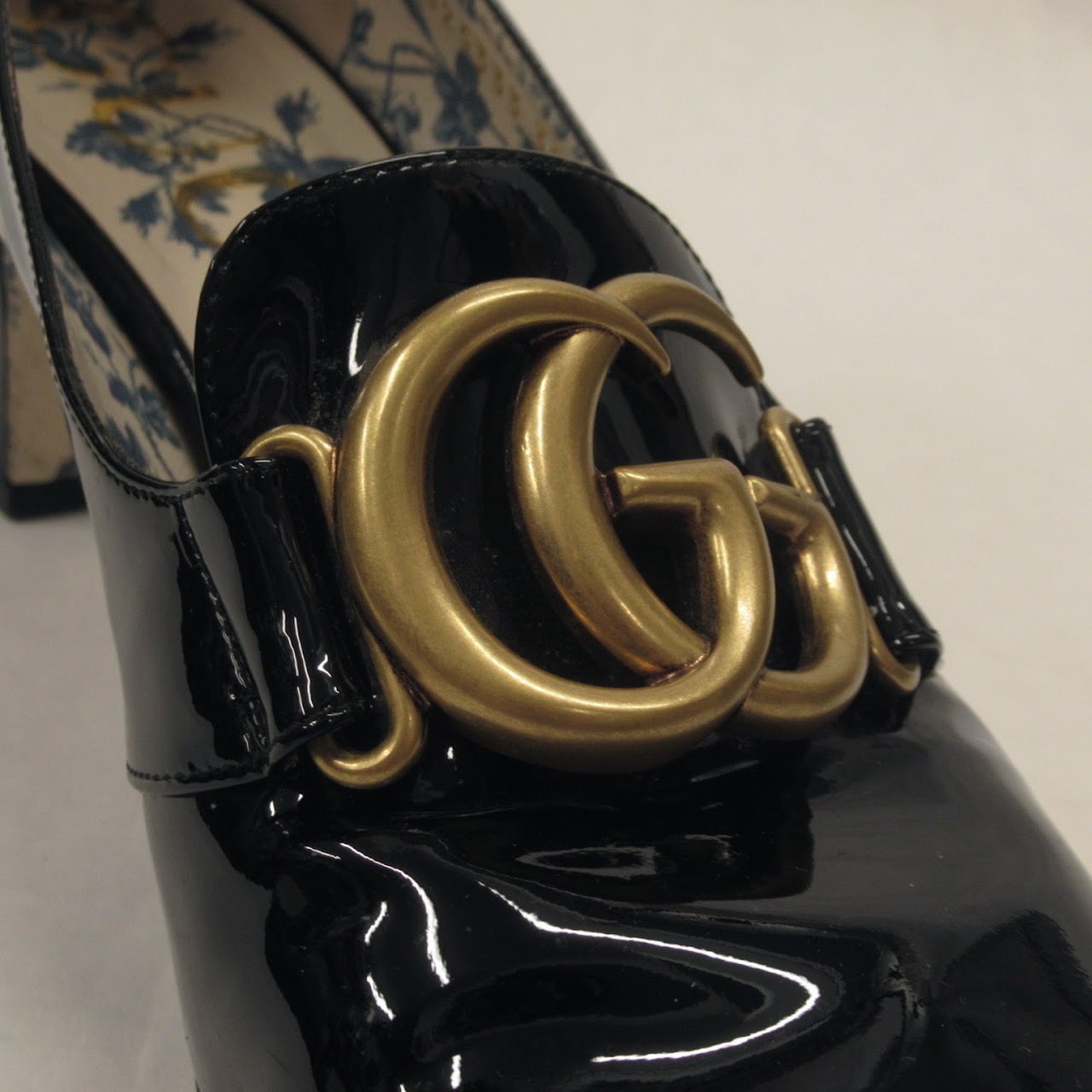 Gucci Patent Leather Block Heel Pumps