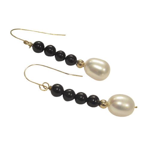 14K Gold, Pearl & Bead Earrings