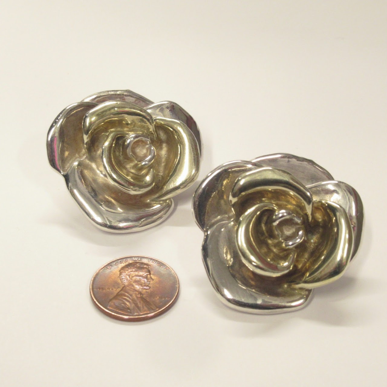 Sterling Silver Rose Clip Earrings