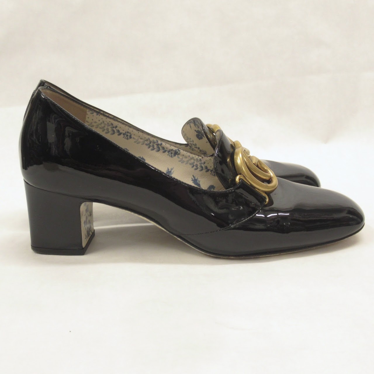 Gucci Patent Leather Block Heel Pumps