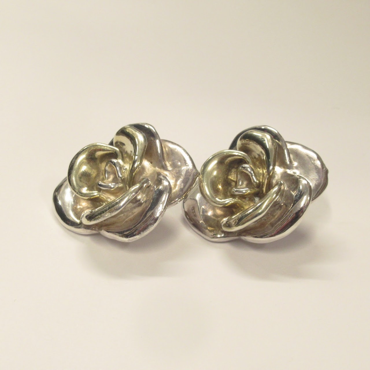 Sterling Silver Rose Clip Earrings