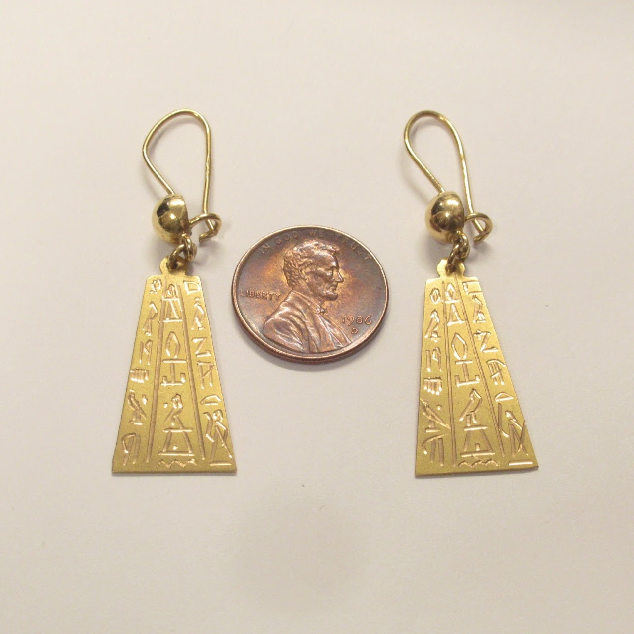 18K Gold Hieroglyphics Earrings