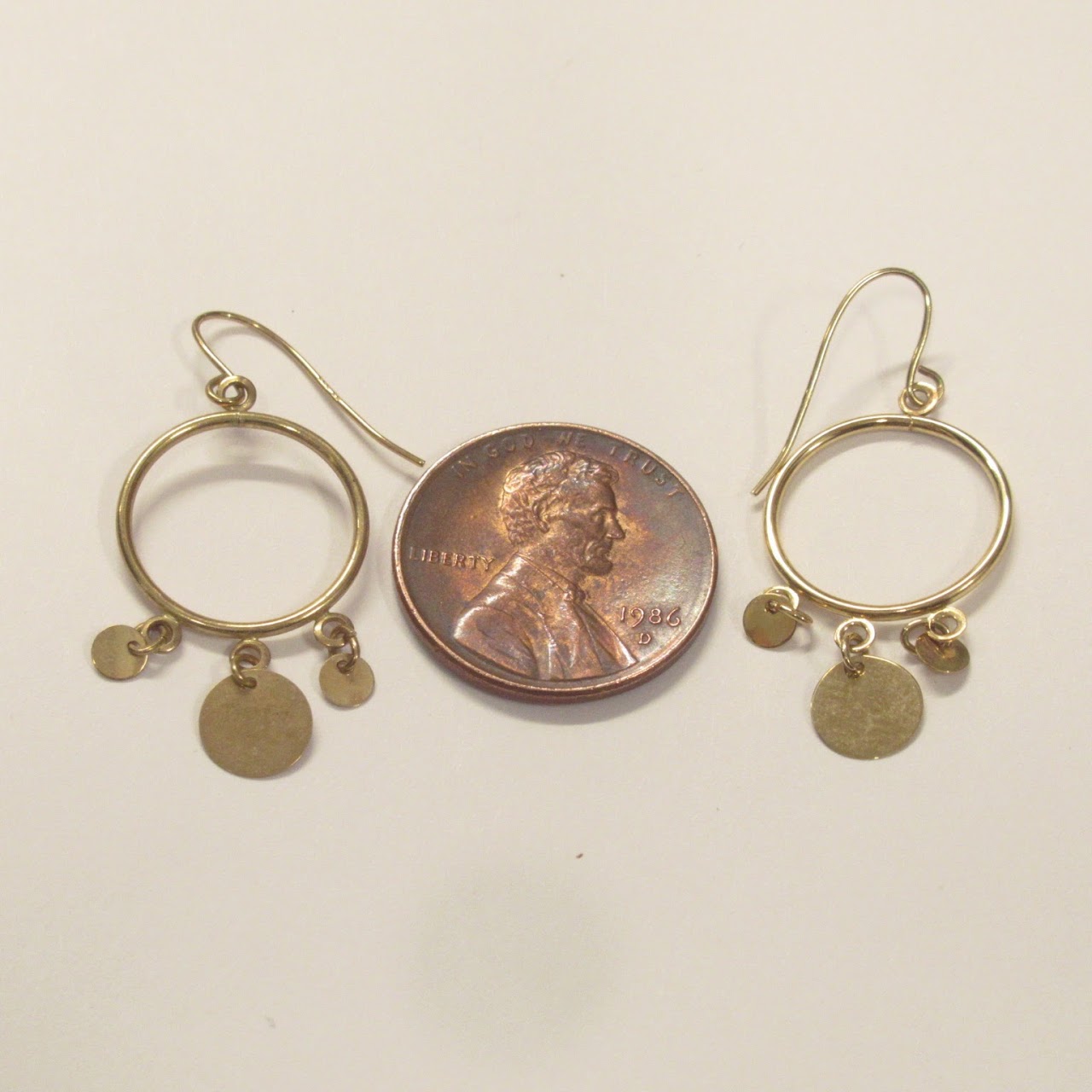 14K Gold Mini Triple Disc Earrings