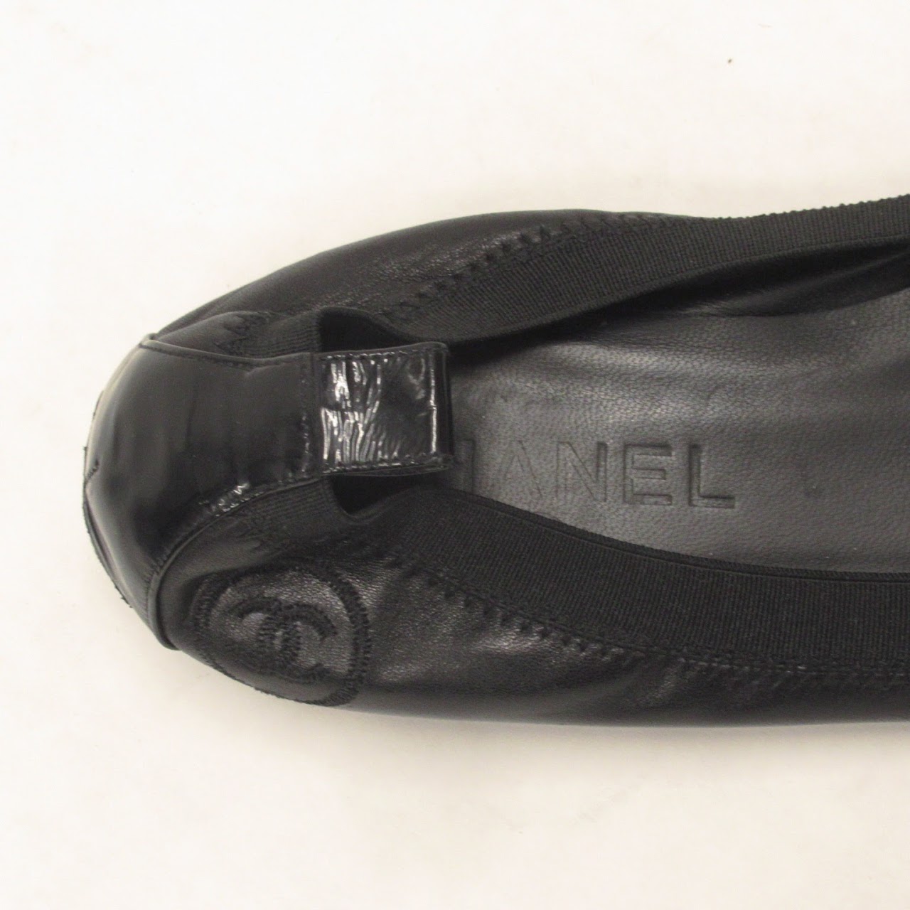 Chanel Leather Elastic Flats