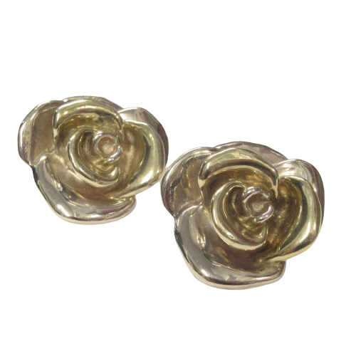 Sterling Silver Rose Clip Earrings