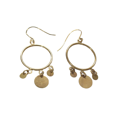 14K Gold Mini Triple Disc Earrings