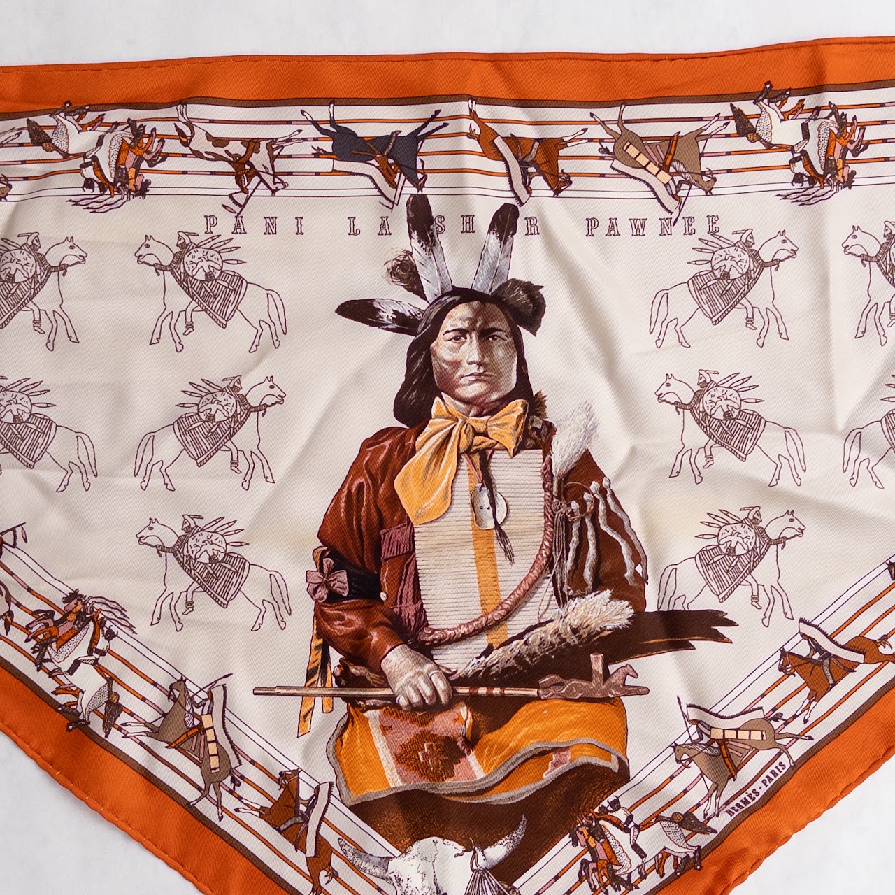 Hermès Pani La Shar Pawnee Neckerchief Silk Scarf