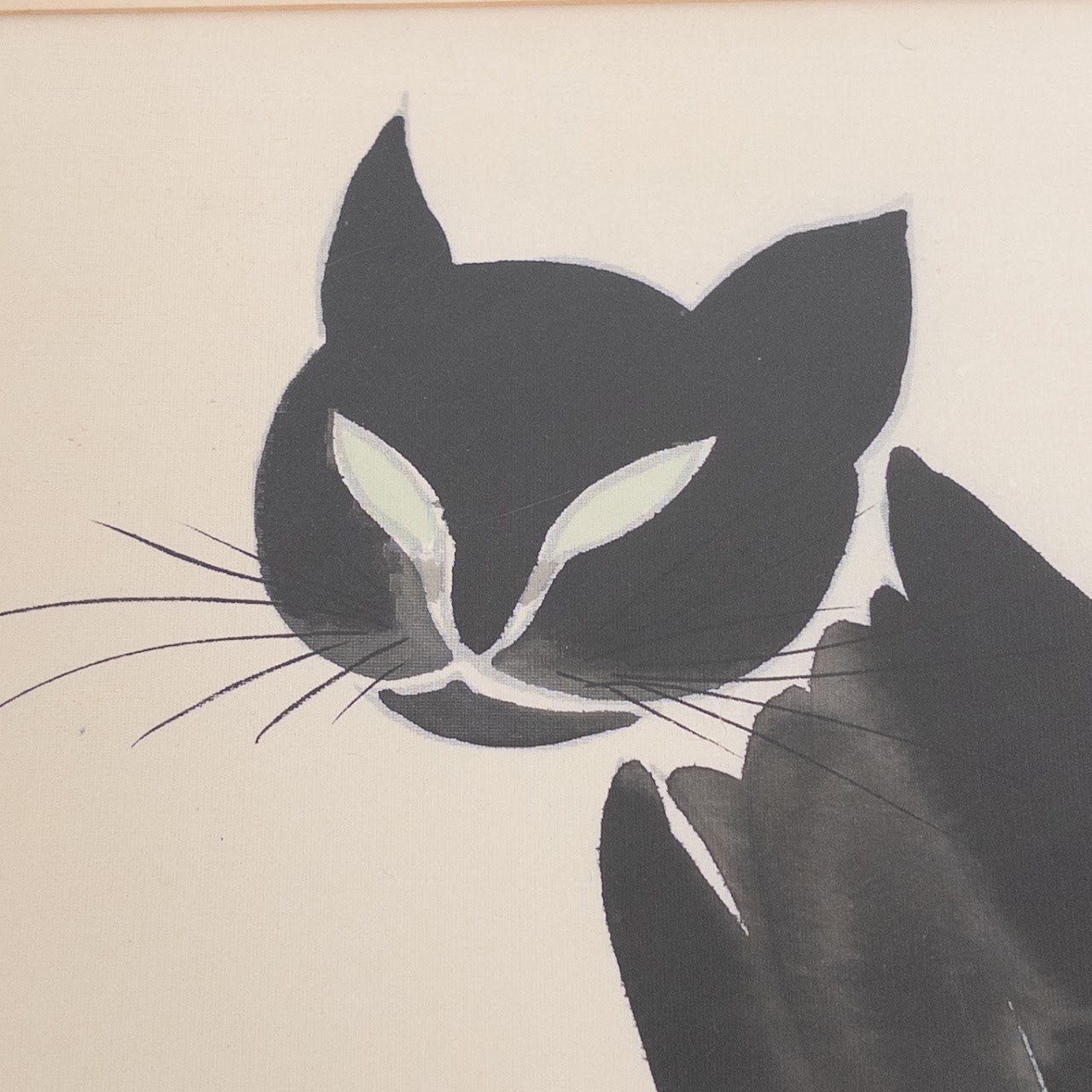 Black Cat Signed Ink on Silk Painting