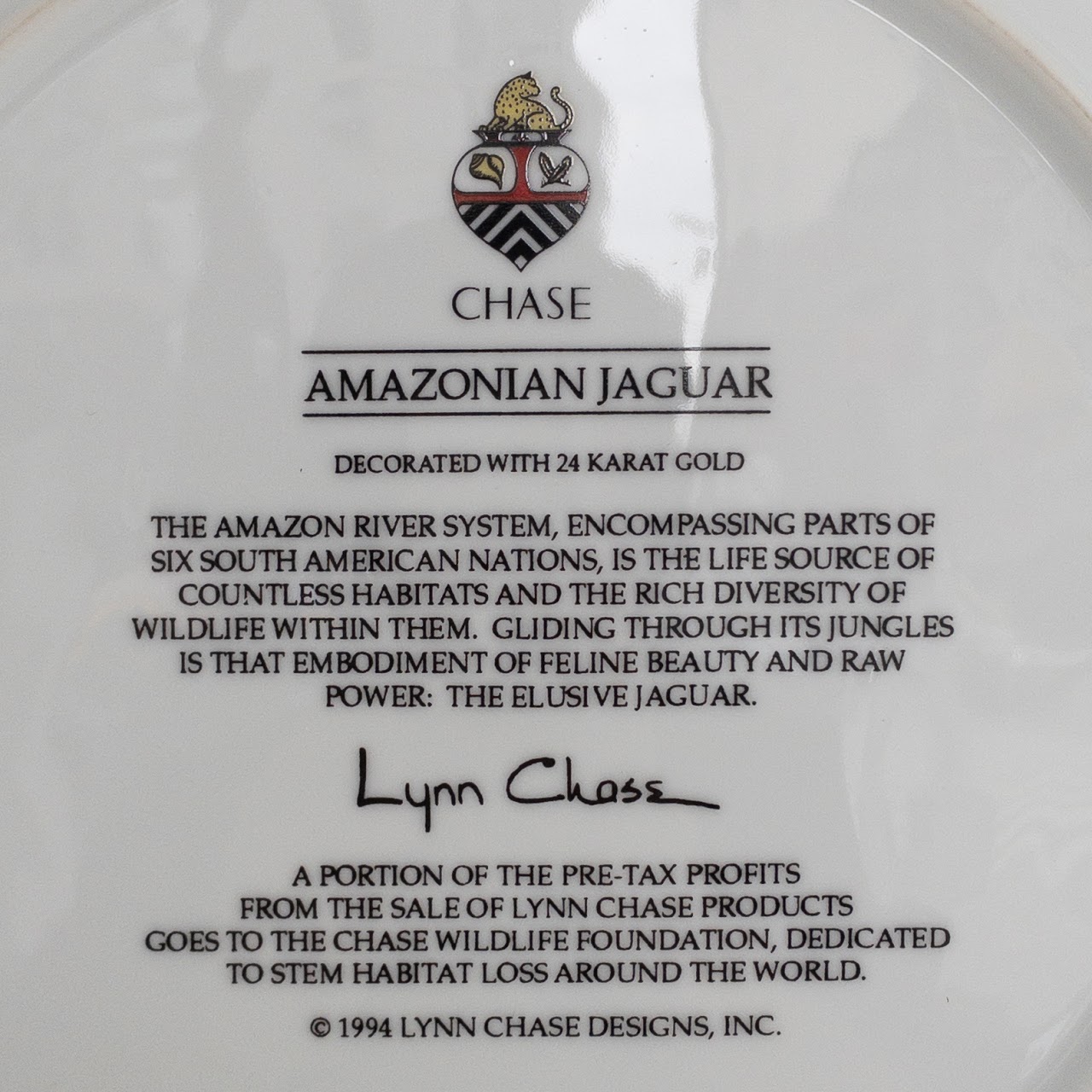 Lynn Chase Amazonian Jaguar Collector Plate