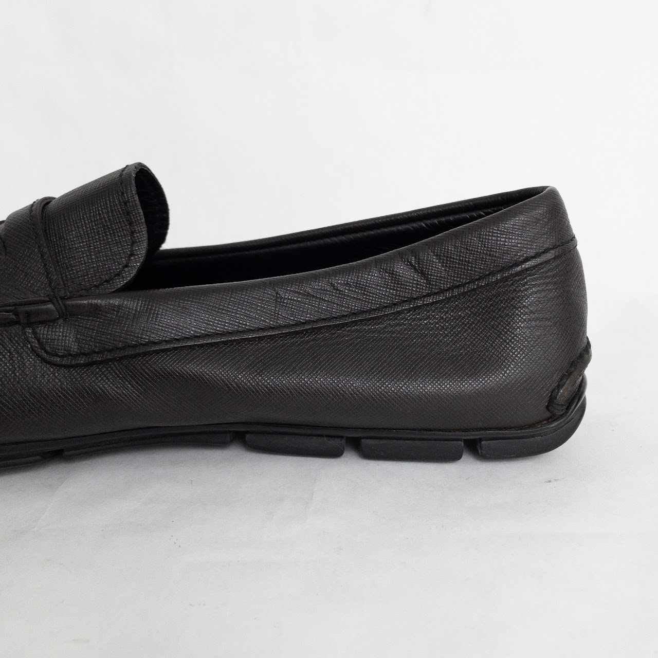 Prada Brown Saffiano Leather Loafers