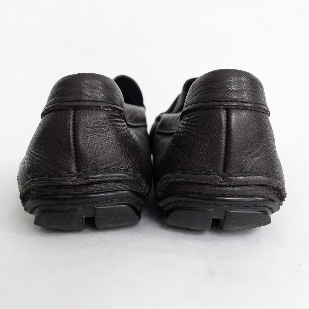 Prada Brown Saffiano Leather Loafers