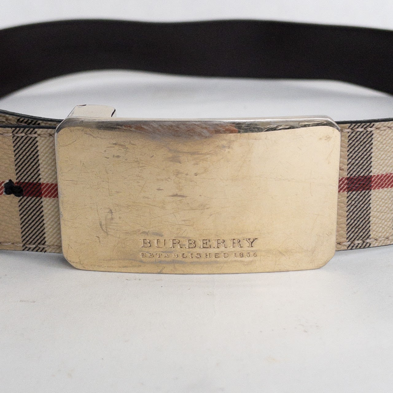 Burberry Coated Canvas Plaid Belt