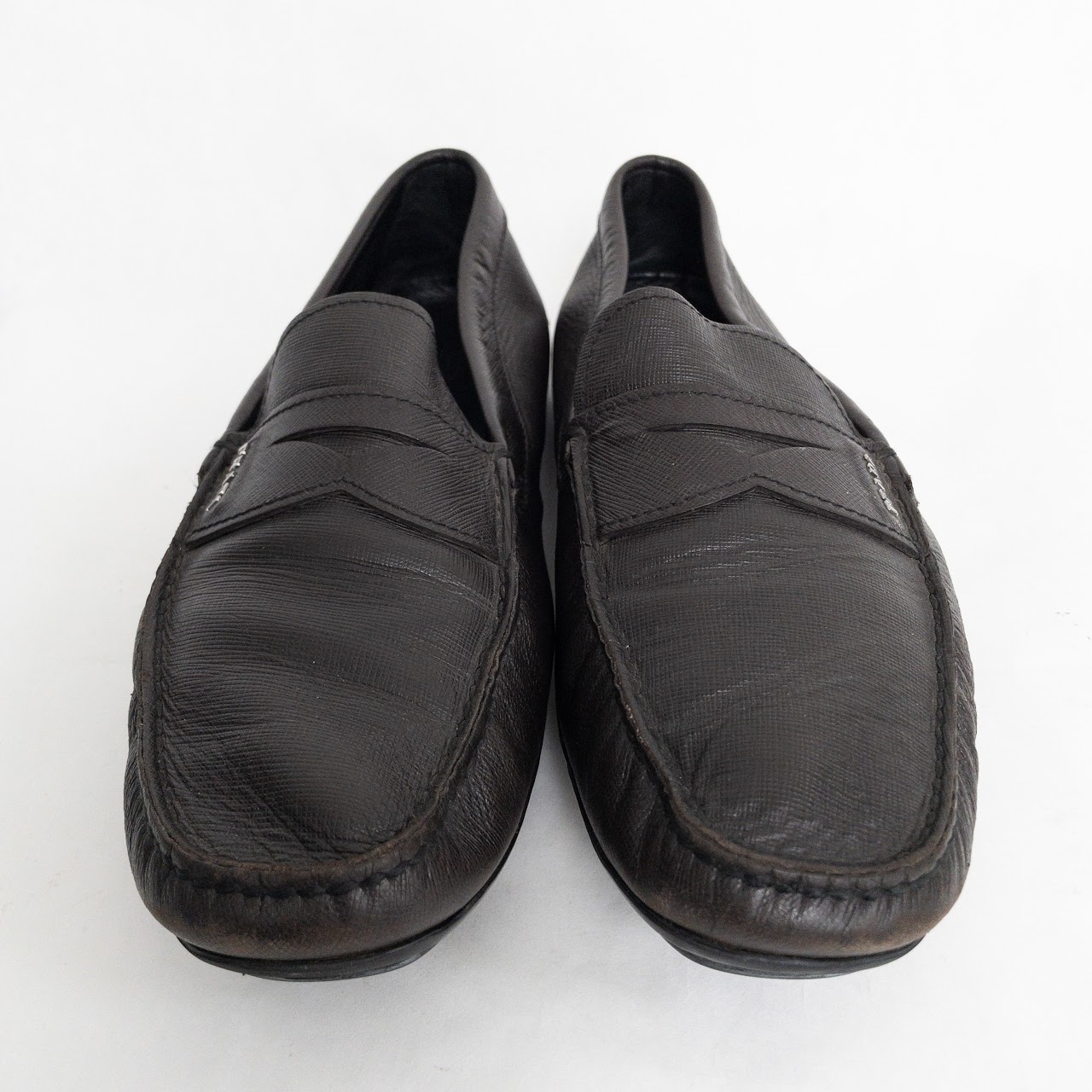 Prada Brown Saffiano Leather Loafers