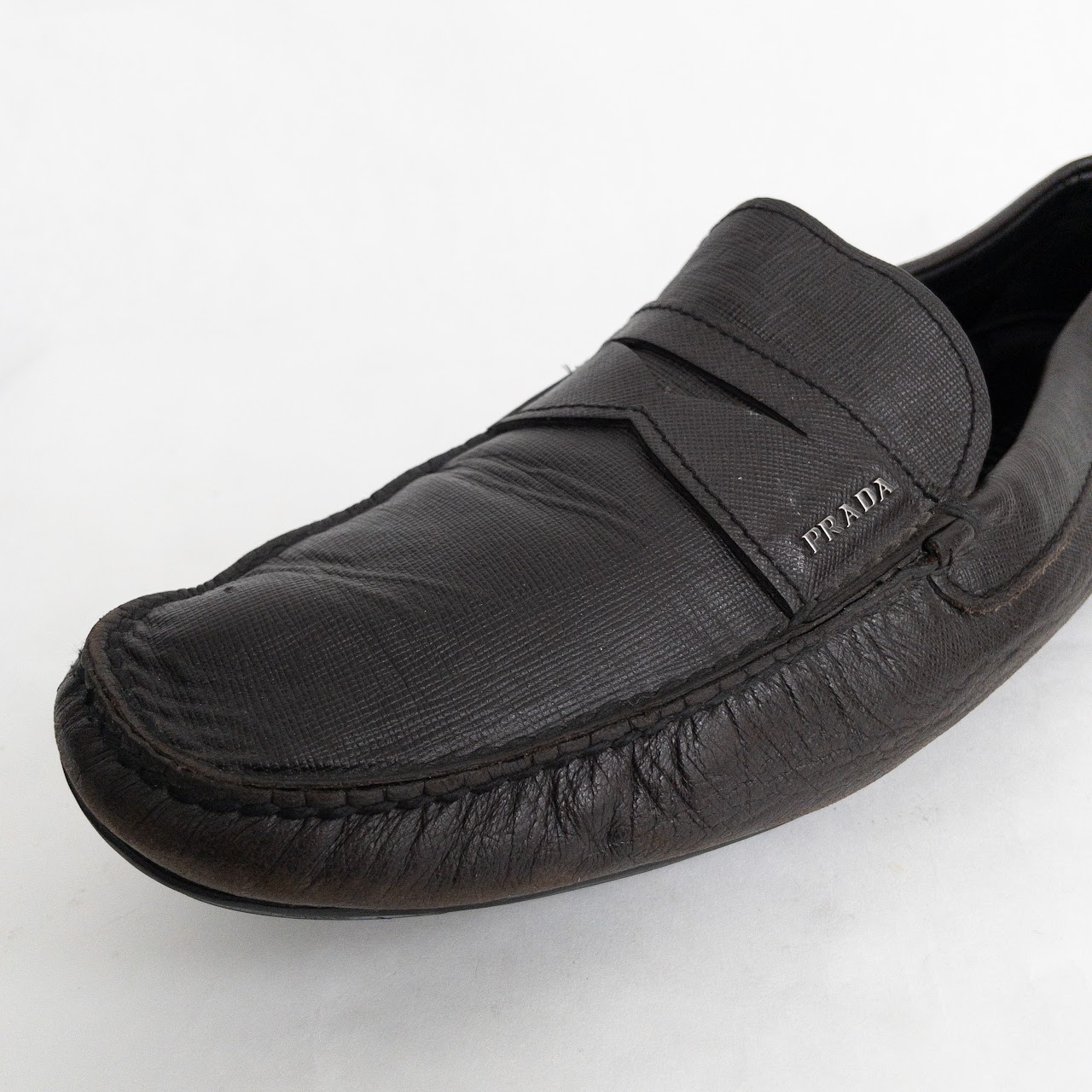 Prada Brown Saffiano Leather Loafers