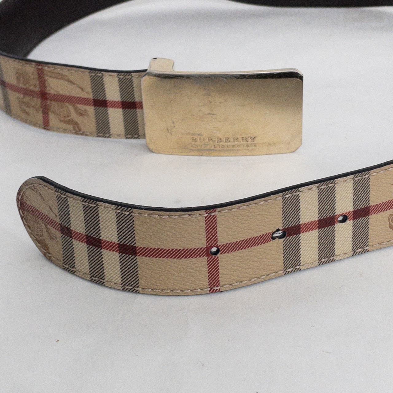 Burberry Coated Canvas Plaid Belt