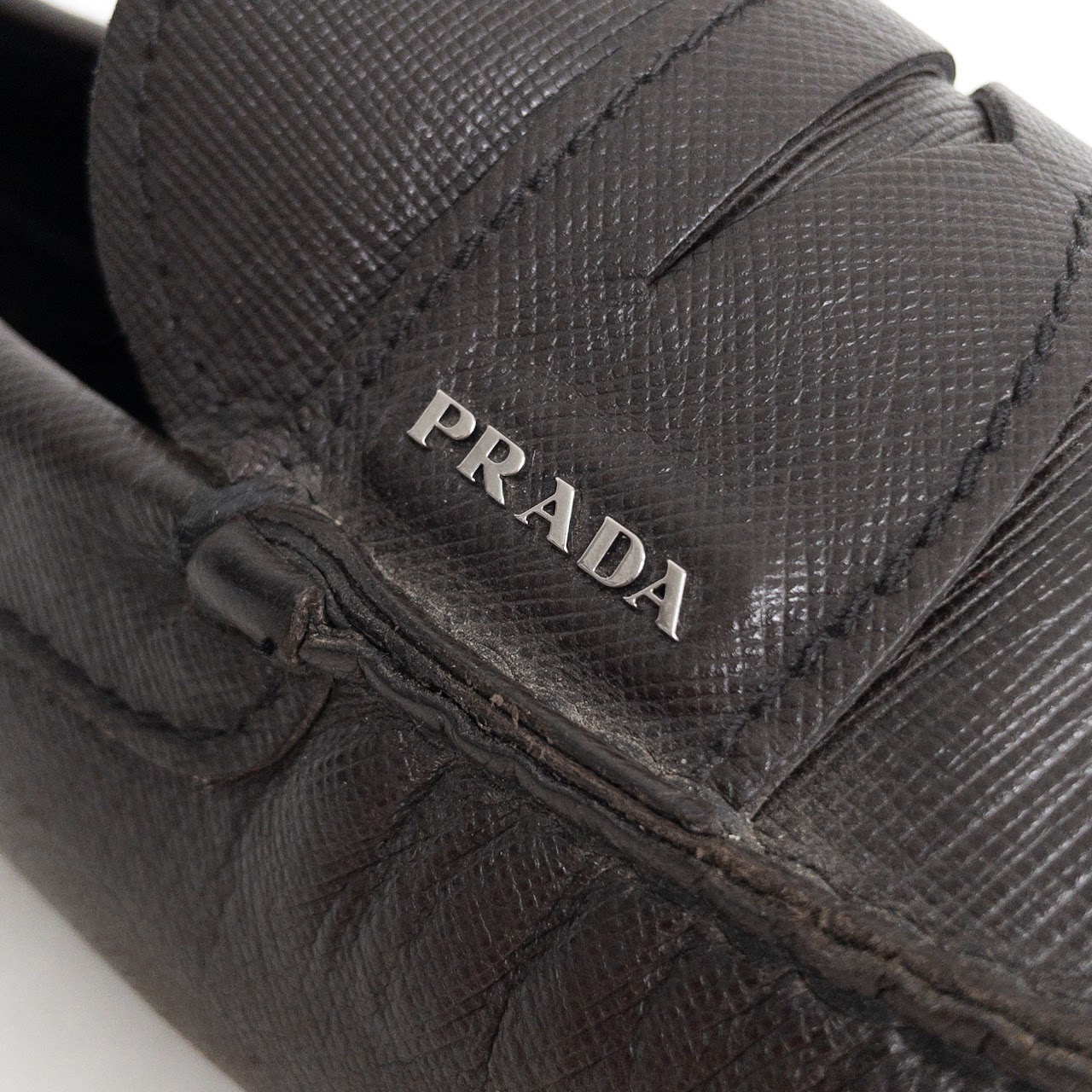 Prada Brown Saffiano Leather Loafers