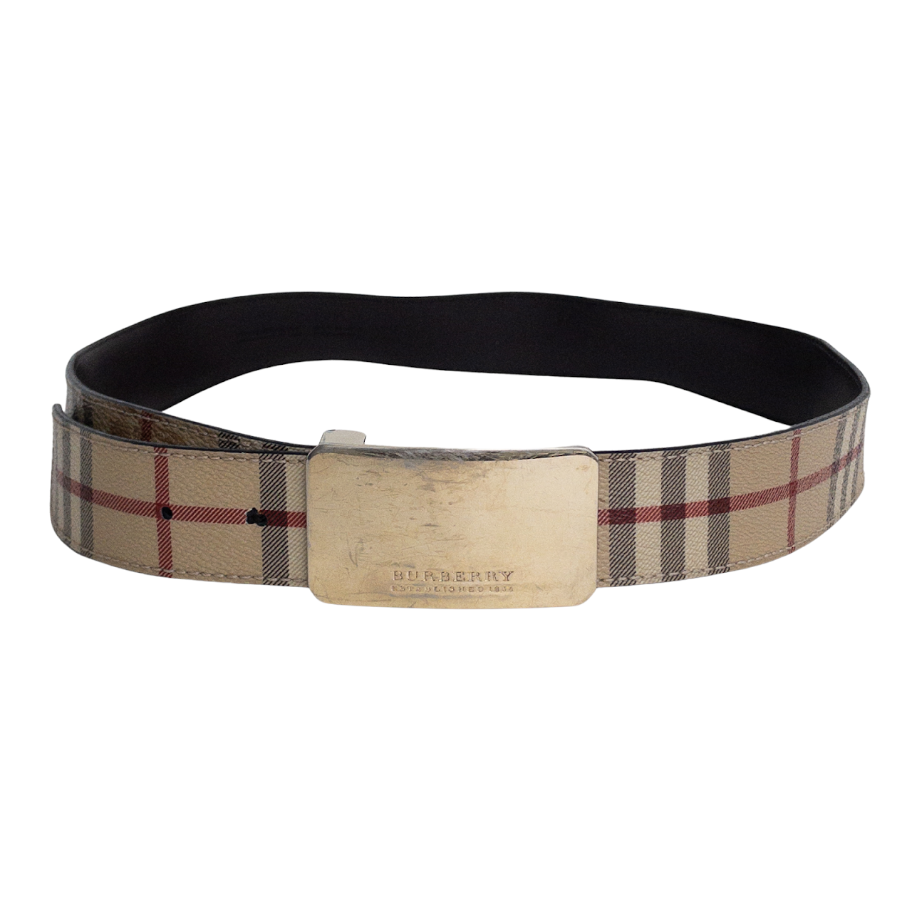 Burberry Coated Canvas Plaid Belt