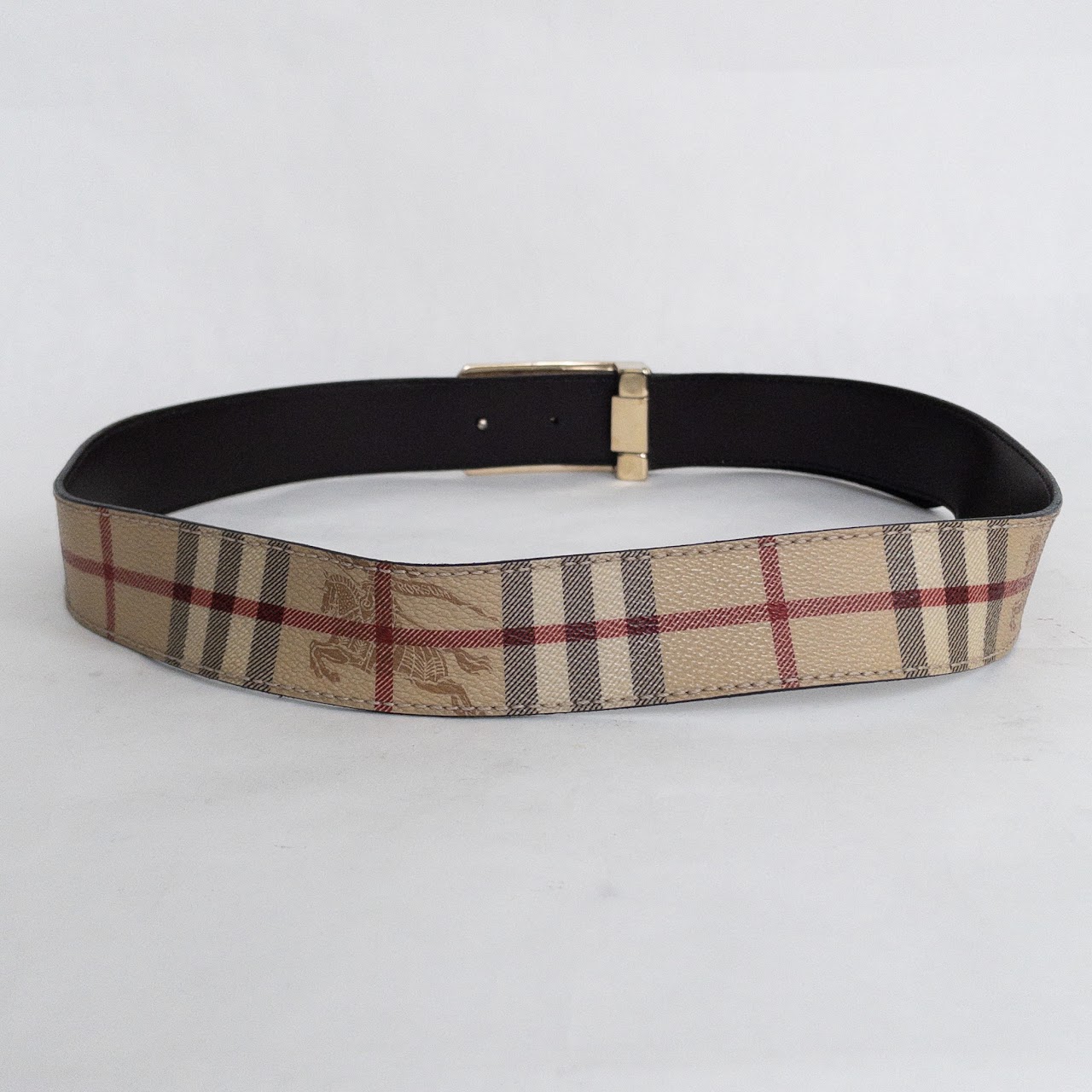 Burberry Coated Canvas Plaid Belt