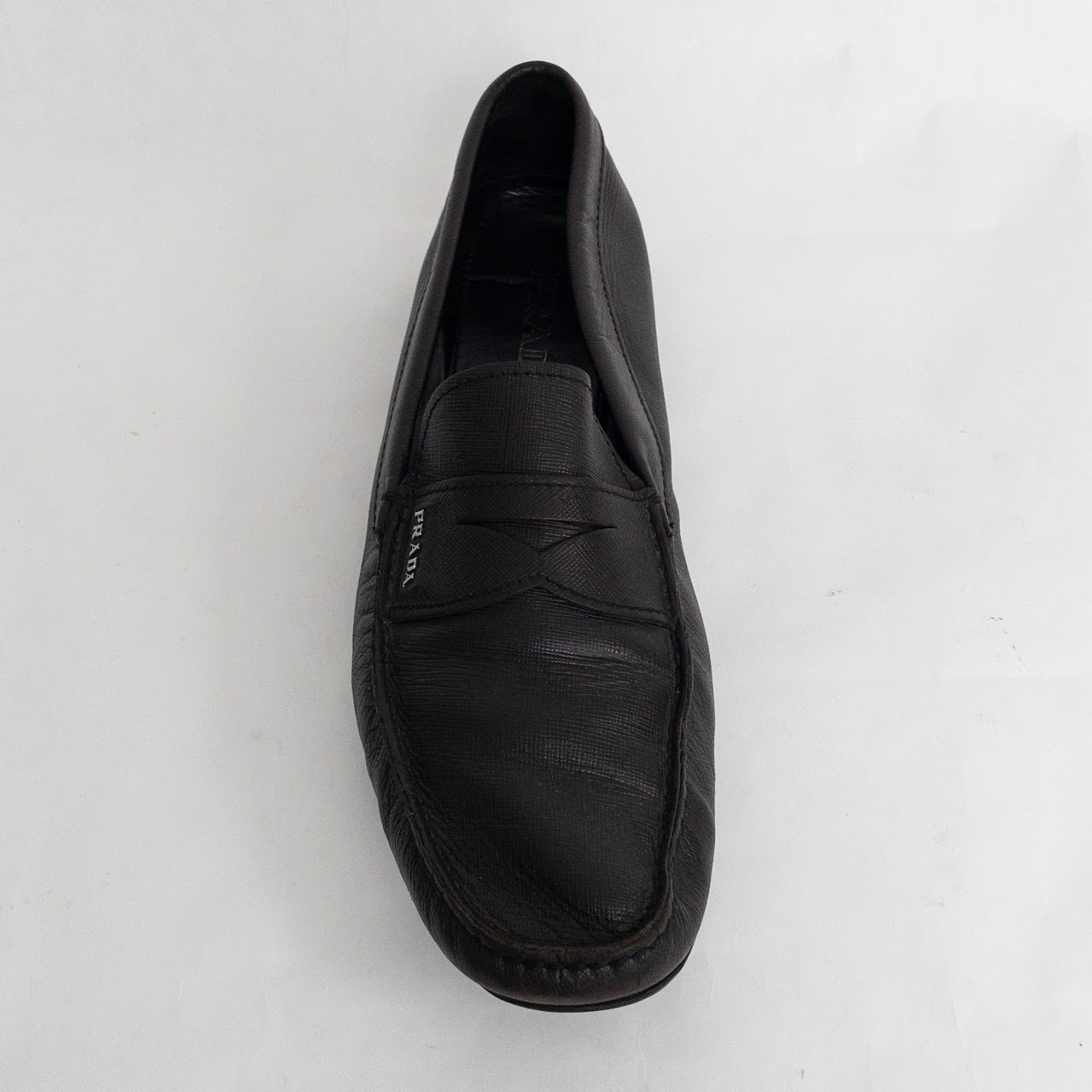 Prada Brown Saffiano Leather Loafers