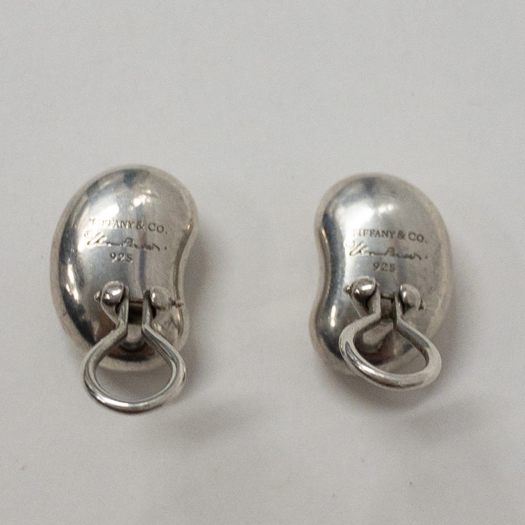 Tiffany & Co. Sterling Silver Elsa Peretti Bean Clip On Earrings